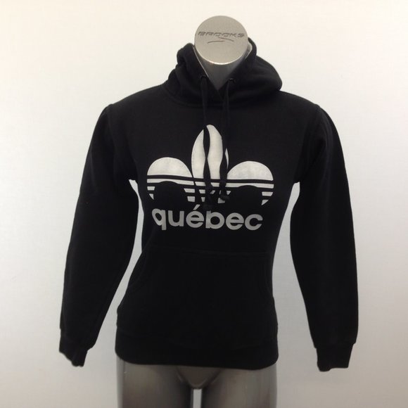 Quebec Hoodie Women's Small Black Spell Out - Picture 1 of 6